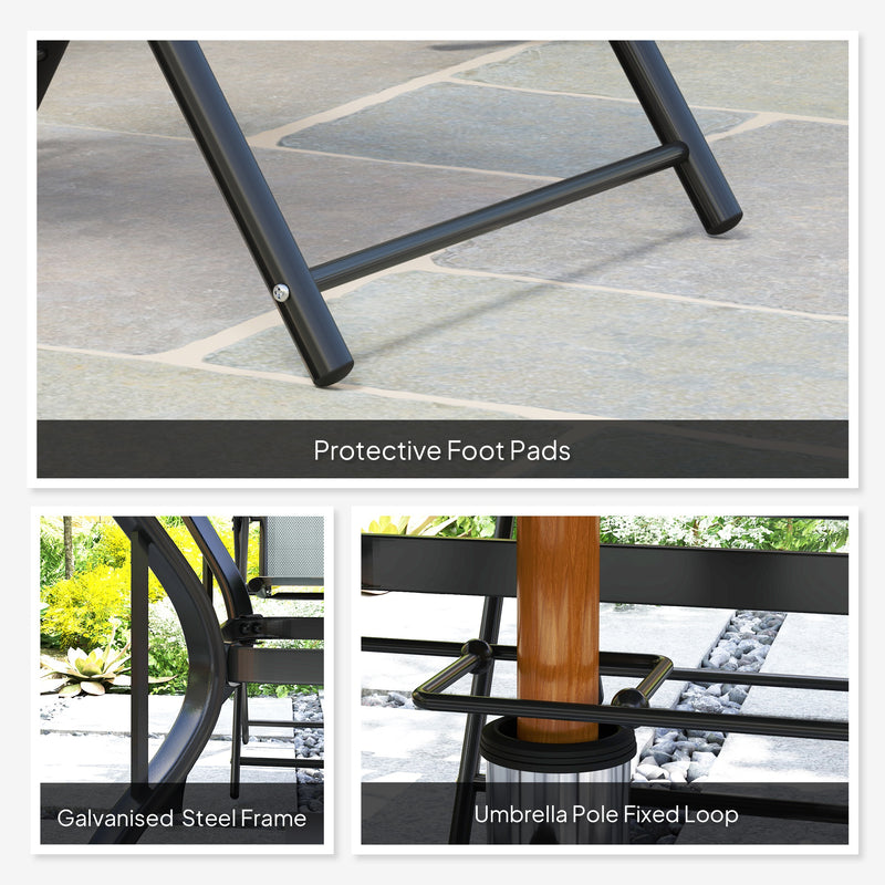 Outsunny 5 PCs Garden Dining Set, Folding Chairs And Metal Top Table