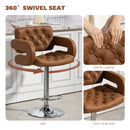 HOMCOM Adjustable Height Barstool Steel Pole PU Leather, Brown