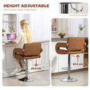 HOMCOM Adjustable Height Barstool Steel Pole PU Leather, Brown