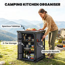 Outsunny Camping Cupboards, Folding Camping Kitchen Table With 3-Tier