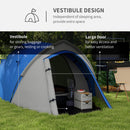Outsunny Compact Camping Tent w/ Vestibule & Mesh Vents for Hiking Blue