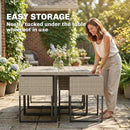Outsunny Rattan Garden Furniture Set, Rattan Table and Chairs with Cushions