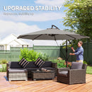 Outsunny 3 M Cantilever Parasol, Offset Umbrella With Cover And Wind Ropes