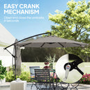 Outsunny 3 M Cantilever Parasol, Offset Umbrella With Cover And Wind Ropes
