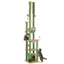 PawHut 225-255Hcm Floor To Ceiling Cat Tree W/ Hammocks, Condo - Green