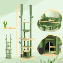 PawHut 225-255Hcm Floor To Ceiling Cat Tree W/ Hammocks, Condo - Green