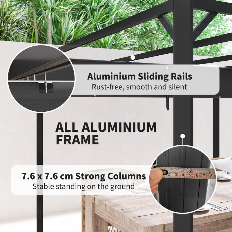 Outsunny 3 x 3(m) Pergola with Retractable Roof & Roller Shade
