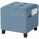HOMCOM Small Ottoman with Side Pocket Living Room, Dark Blue