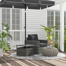 Outsunny Outdoor Rattan Coffee Table W/ Umbrella Hole Fit For Garden