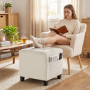 HOMCOM Small Ottoman with Side Pocket Living Room, Beige