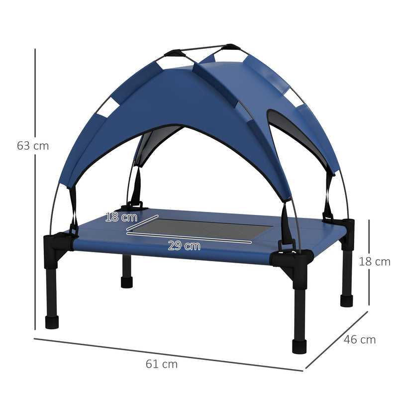 PawHut Cooling Raised Dog Bed w/ Breathable Mesh, Dark Blue