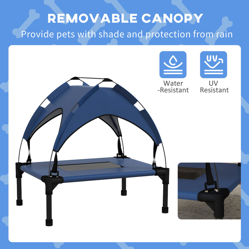 PawHut Cooling Raised Dog Bed w/ Breathable Mesh, Dark Blue