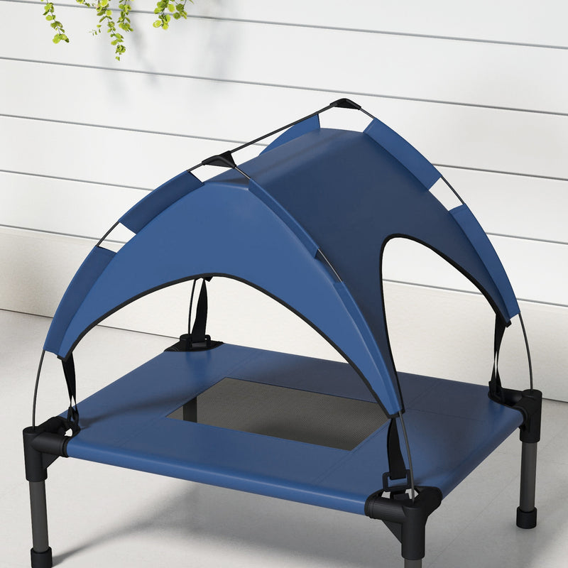 PawHut Cooling Raised Dog Bed w/ Breathable Mesh, Dark Blue