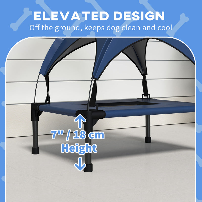 PawHut Cooling Raised Dog Bed w/ Breathable Mesh, Dark Blue