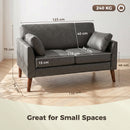 HOMCOM 2 Seater Sofa, 132 cm Modern Small Sofa with Solid Wood Legs, Grey