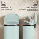 HOMCOM Slim Rectangular Pedal Bin With Soft-Close Lid, 30L Kitchen Bin Green