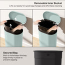 HOMCOM Slim Rectangular Pedal Bin With Soft-Close Lid, 30L Kitchen Bin Green