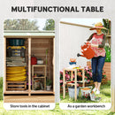Outsunny Garden Storage Shed Tool Organizer W/ Table, 140x75x157cm, Natural