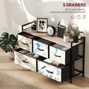 HOMCOM 5-Drawer Chest of Drawers, Fabric Dresser with Open Shelf