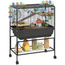 PawHut Hamster Cage, Gerbil Cage On Wheels With Storage Shelf