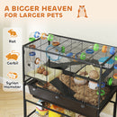 PawHut Hamster Cage, Gerbil Cage On Wheels With Storage Shelf