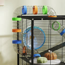 PawHut Hamster Cage, Gerbil Cage On Wheels With Storage Shelf