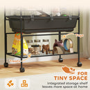 PawHut Hamster Cage, Gerbil Cage On Wheels With Storage Shelf