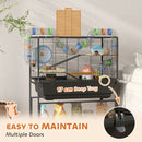 PawHut Hamster Cage, Gerbil Cage On Wheels With Storage Shelf