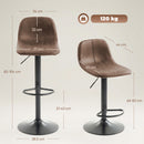 HOMCOM Bar Stools Set Of 2, Modern Swivel Barstools For Dining Room, Brown