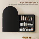 HOMCOM Bathroom Mirror Cabinet with Mirror Arched Wall Cabinet Black