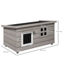 Pawhut Wooden Cat House Outdoor with Openable Top, Asphalt Roof, Window Grey