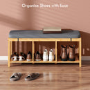 HOMCOM Shoe Rack With Seat, Bamboo Storage Bench, Natural Wood Finish