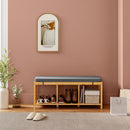 HOMCOM Shoe Rack With Seat, Bamboo Storage Bench, Natural Wood Finish