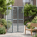 Outsunny 3-Panel Garden Privacy Screen, Foldable Wooden Divider, Grey