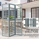 Outsunny 3-Panel Garden Privacy Screen, Foldable Wooden Divider, Grey