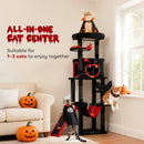 PawHut 152cm Gothic Cat Tree For Halloween With Coffin Bed, Large Condo