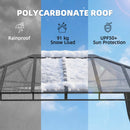 Outsunny 3 x 4 m Hardtop Gazebo with PC Roof, Aluminium Frame, Dark Grey