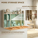 HOMCOM Wall Mounted Table w/ Space Saving Storage Compartments, Oak