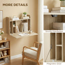 HOMCOM Wall Mounted Table w/ Space Saving Storage Compartments, Oak