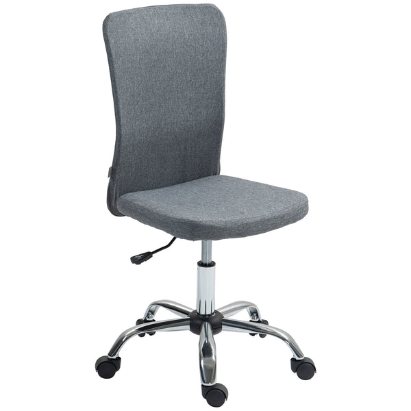 HOMCOM Armless Computer Desk Chair, Makeup Vanity Chair for Home, Grey
