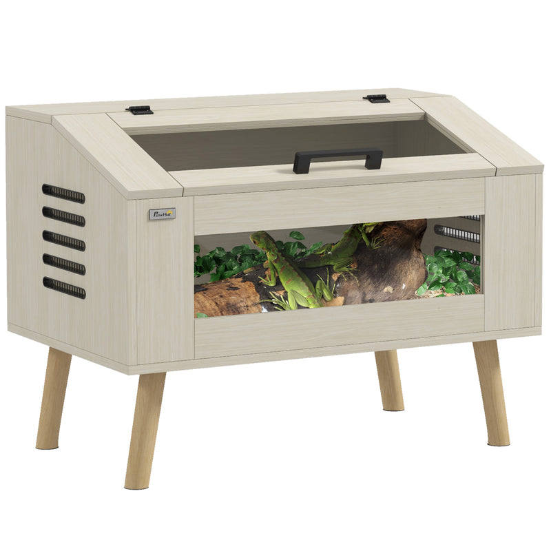 PawHut Reptile Terrarium, Snake Vivarium with Tempered Glass Windows