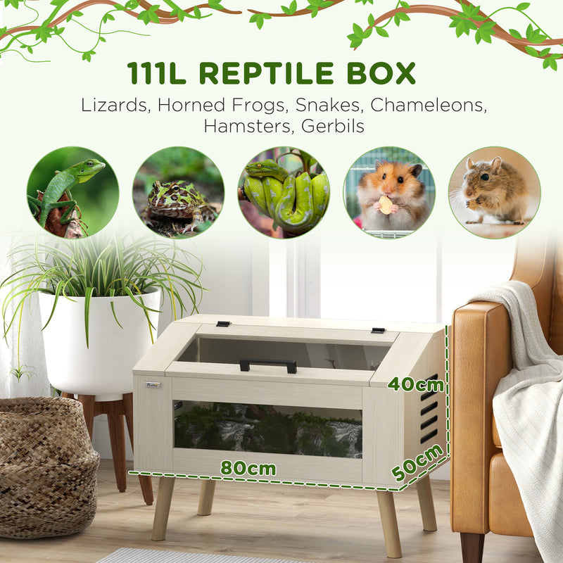 PawHut Reptile Terrarium, Snake Vivarium with Tempered Glass Windows