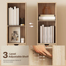 HOMCOM Narrow Bookshelf with Drawer, Tall Bookcase for Living Room, Natural