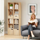 HOMCOM Narrow Bookshelf with Drawer, Tall Bookcase for Living Room, Natural