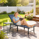 Outsunny Sun Lounger, 5-Level Reclining Sun Lounger Chair, Dark Blue