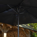 Outdoor 4 Person Round Glass Top Garden Dining Table Chairs With Black Parasol and Base Set