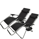 Set of 2 Multi Position Zero Gravity Relaxer Chair Sun Lounger in Black & Silver