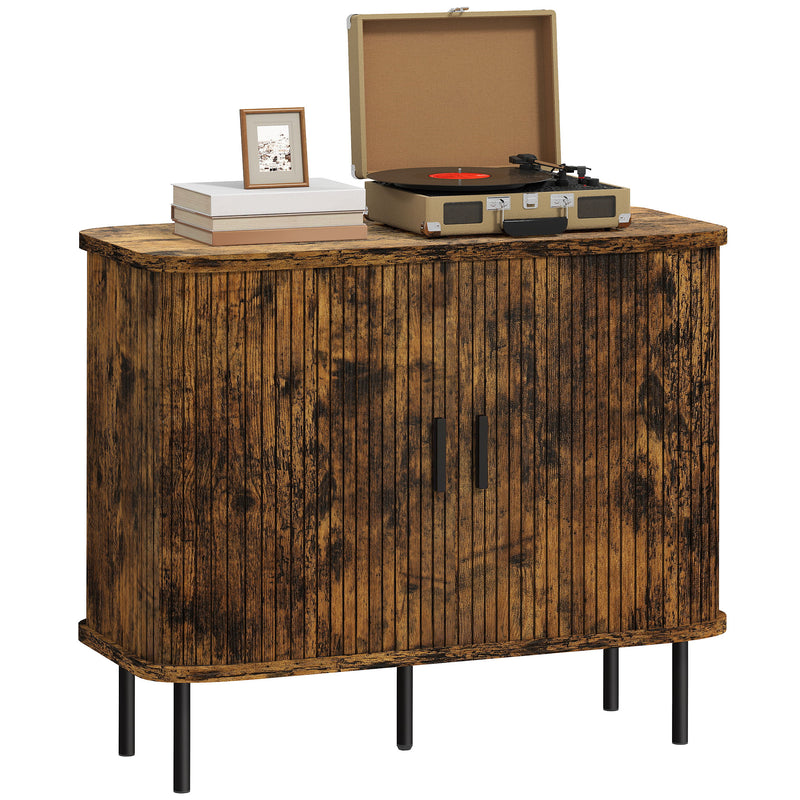 HOMCOM Sideboard Storage Cabinet with Slatted Tambour Sliding Doors