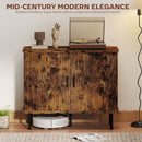 HOMCOM Sideboard Storage Cabinet with Slatted Tambour Sliding Doors