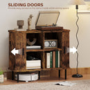 HOMCOM Sideboard Storage Cabinet with Slatted Tambour Sliding Doors